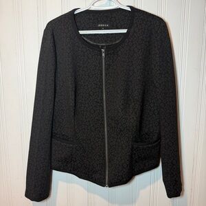 Jessica Black Leopard Print Women's Jacket Blazer Office Chic Punk Goth